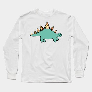 Pepperoni pizza dinosaur cute stegosaurus doodle Long Sleeve T-Shirt